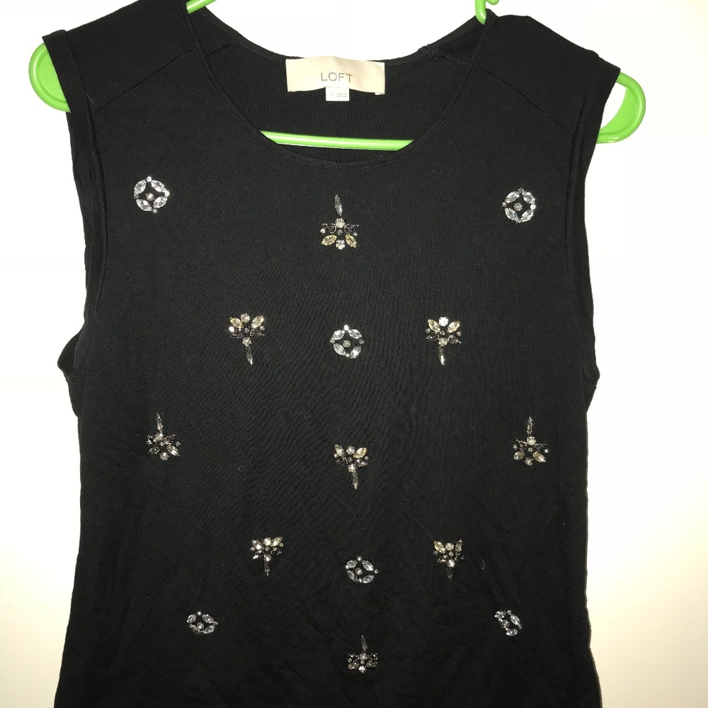 Ann Taylor Loft black rhinestone tank